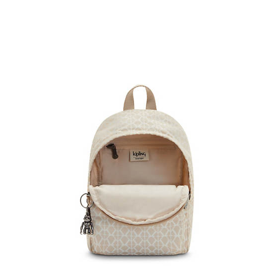 Kipling Delia Compact Printed Convertible Backpacks Signature Beige | CA 1560BE